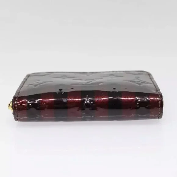 LOUIS VUITTON Vernis Rayure Zippy Coin Purse Amarante M91719 LV Auth